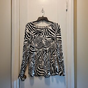 Chicos Women's Zebra Print Long Sleeve Top Size 2